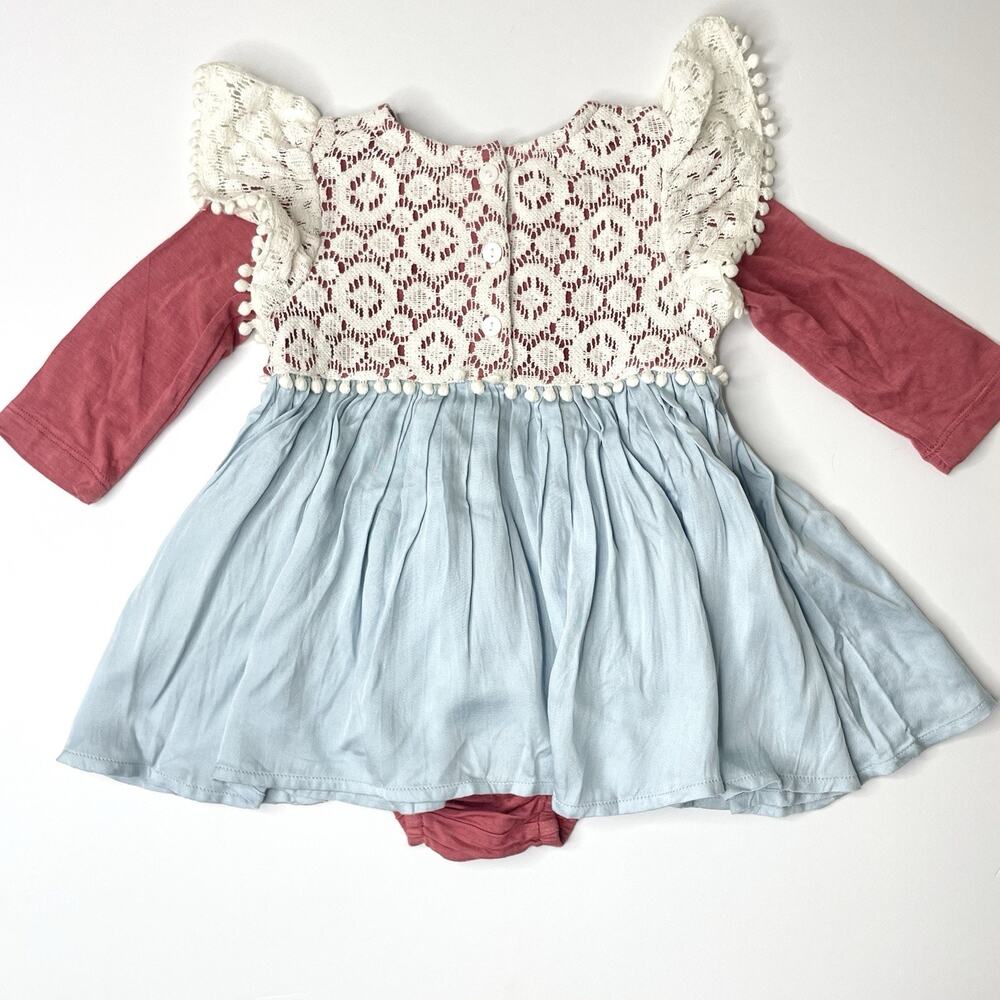 Mimi & Maggie Baby Girl Dress Set 12M Lace Crochet Boho Cottagecore Rare